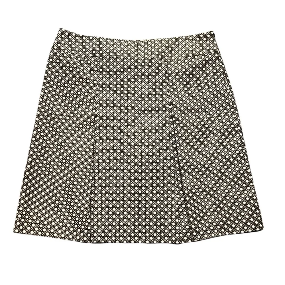 Talbots women’s brown cream cotton pleated front skirt size 14